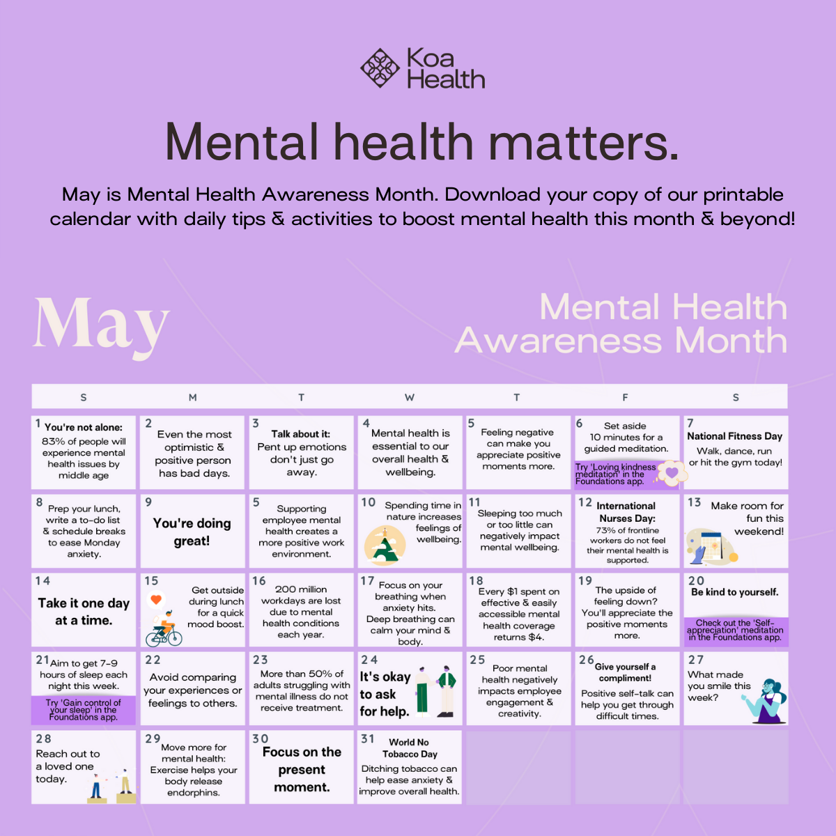 Mental Wellbeing Calendar: Stress Awareness Month